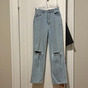 Rolla’s High Waisted Distressed Straight Leg Jean
